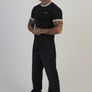 SikSilk - Black and Ecru Ringer T-Shirt